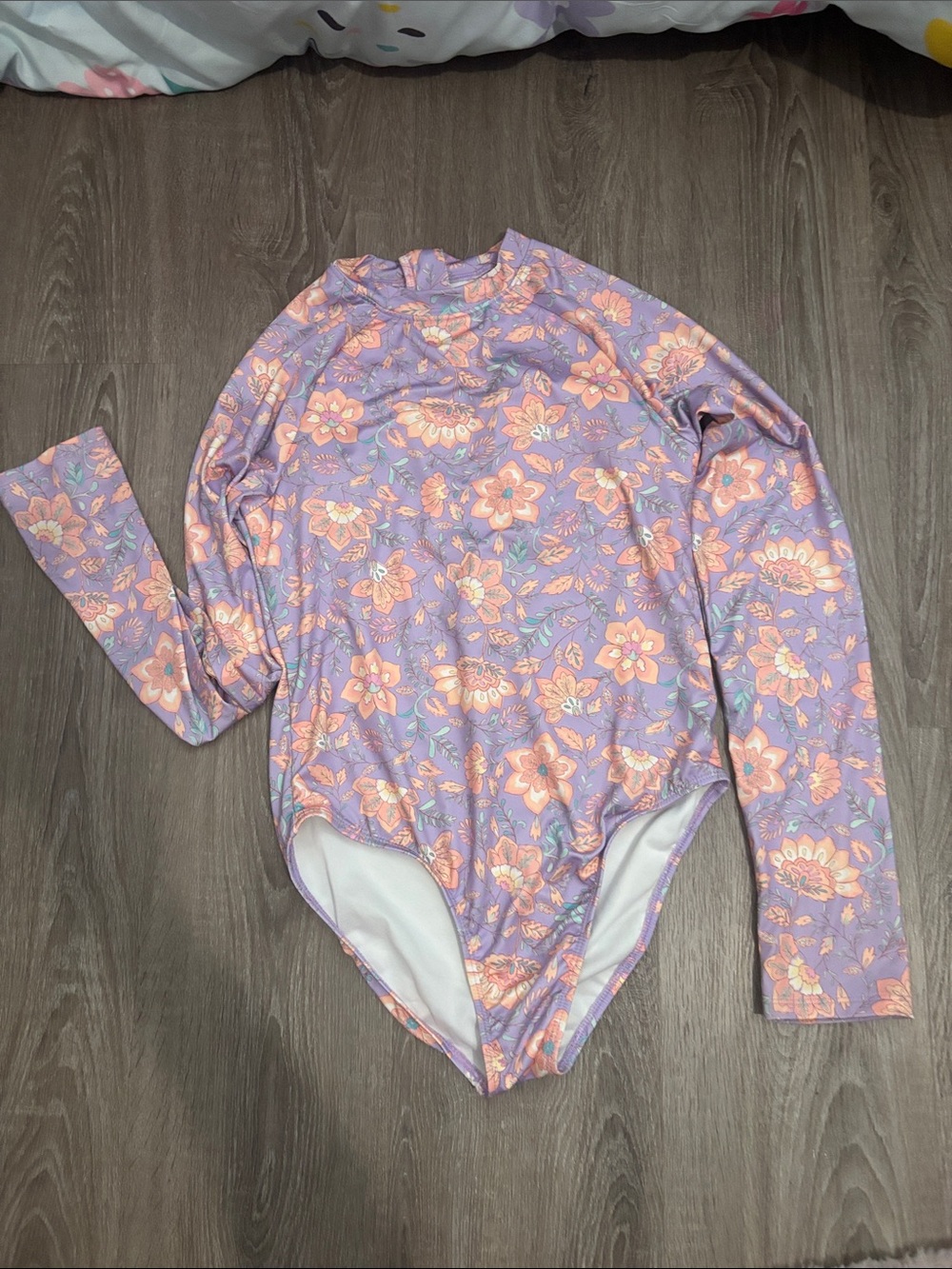Billabong Lavender Floral Long-Sleeve Girls Rashguard